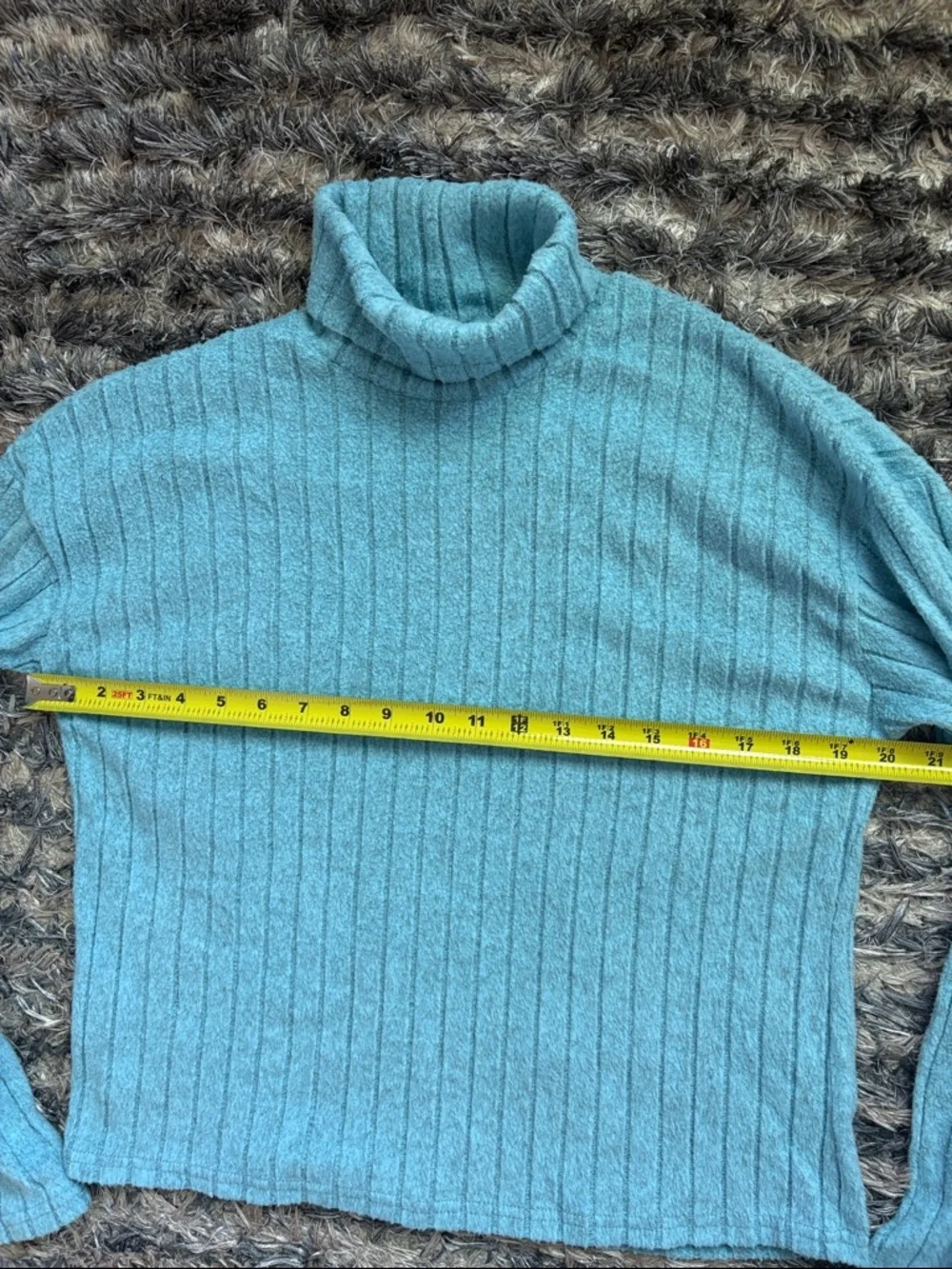 Ribbed Wide-Leg Knit Pants in Light Teal Size S New! - Picture 7 of 9